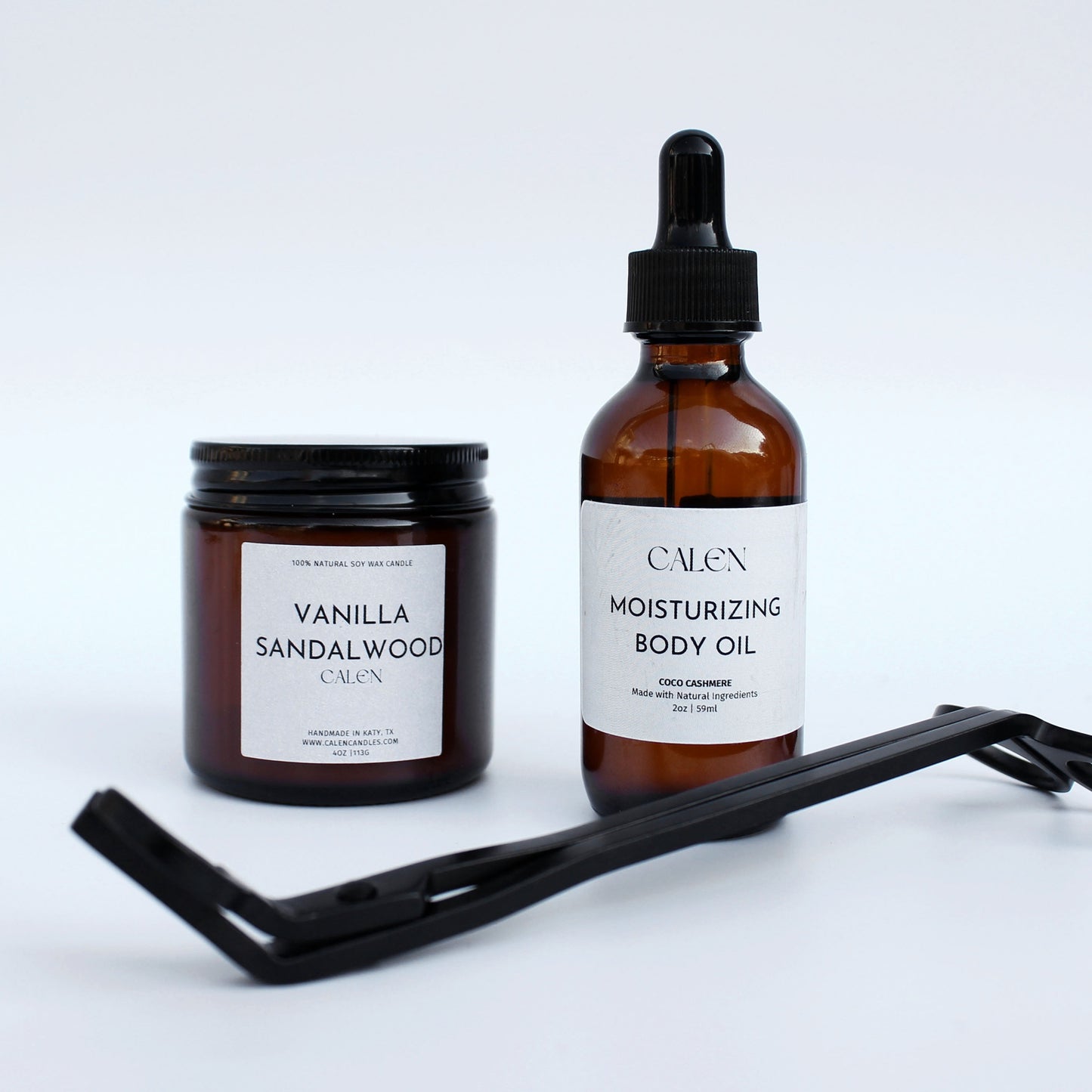 Bundle 1: 2oz Body Oil, 4oz Candle, Wick Clipper (Gold or Black)