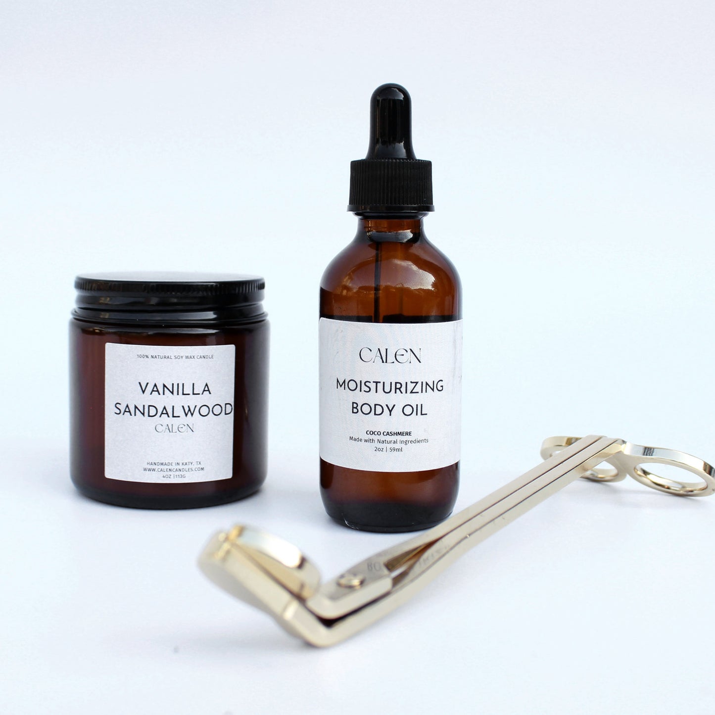 Bundle 1: 2oz Body Oil, 4oz Candle, Wick Clipper (Gold or Black)